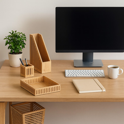 Bambus büro set teilig - bambus, büro-set